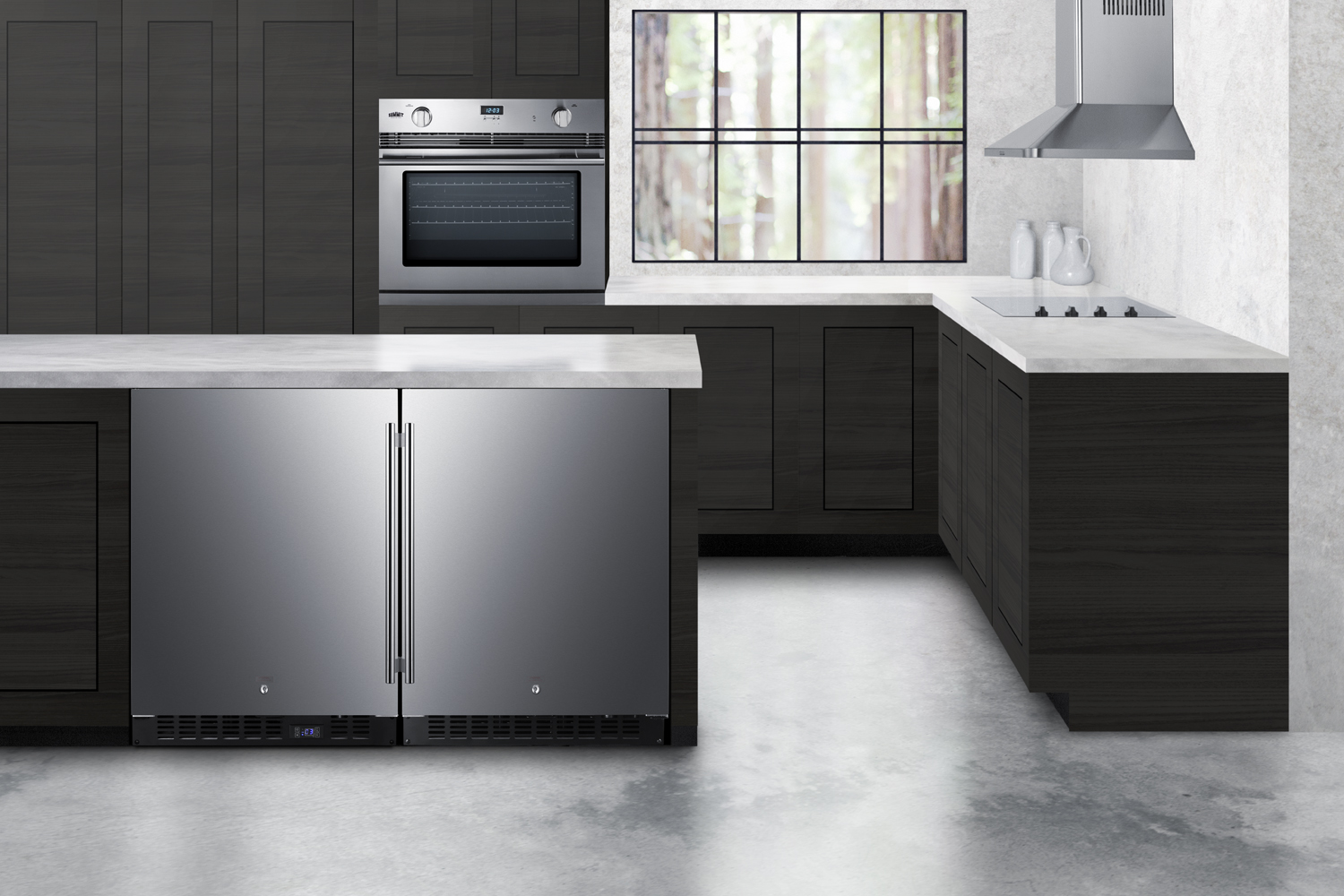 24 in. wide frost-free built-in undercounter ADA compliant all-freezer with stainless steel door, black cabinet, lock, and digital controls